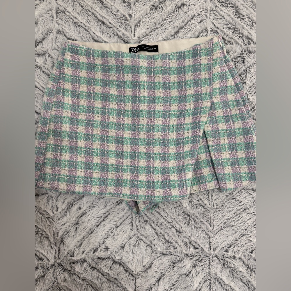Zara Pastel Plaid Mini Skirt